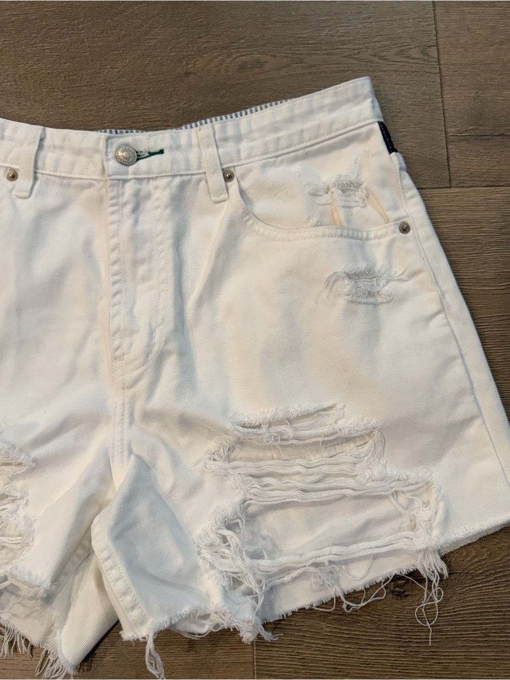 Tommy Hilfiger Vintage 90s Flag Patch White Distressed Shorts Red White Blue - Picture 7 of 13